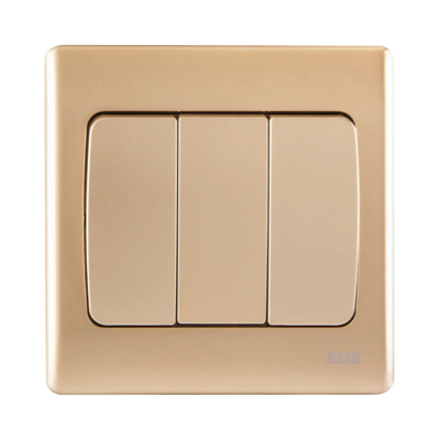 British General BG CHAMPAGNE Neo Slimline 3 GANG 2 WAY Mega Rocker Switch (PCCH43W)